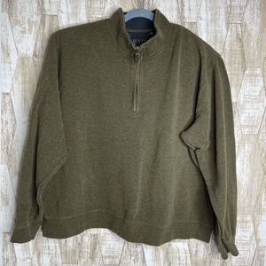Orvis Mens XXL Vintage Quarter Zip Pullover Sweater Green Heavyweight Cotton